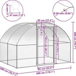 vidaXL Productos Para Mascotas-Gallinero de exterior de acero galvanizado 3x2x2 m
