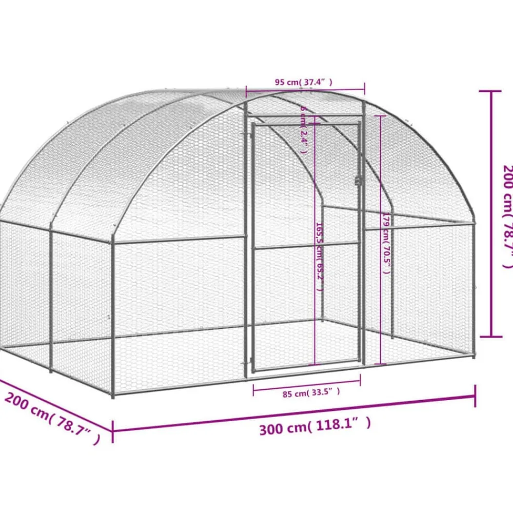 vidaXL Productos Para Mascotas-Gallinero de exterior de acero galvanizado 3x2x2 m