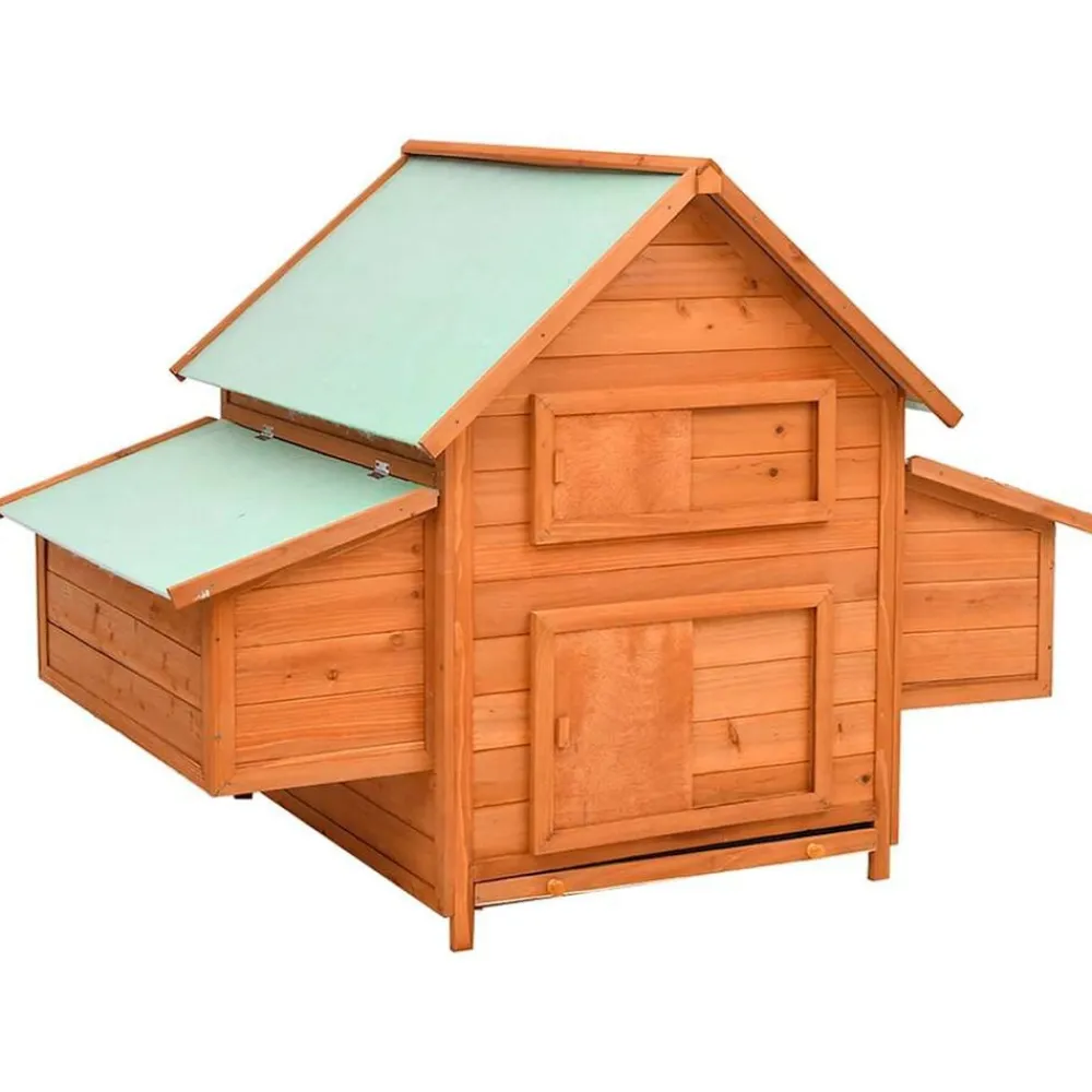 vidaXL Productos Para Mascotas-Gallinero de madera maciza de abeto rojo 150x96x110 cm