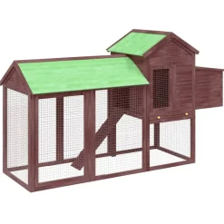 vidaXL Gallinero madera maciza de pino color 193x65x117 cm Moca Clearance