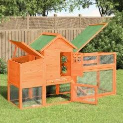 vidaXL Productos Para Mascotas-Gallinero madera maciza de pino marrón 186,5x58,5x113 cm