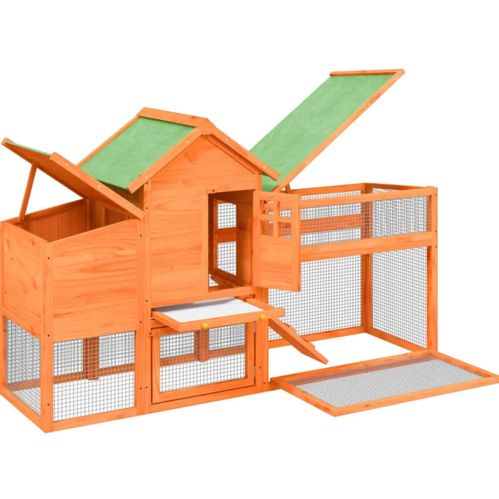 vidaXL Productos Para Mascotas-Gallinero madera maciza de pino marrón 186,5x58,5x113 cm