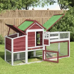 vidaXL Gallinero madera maciza de pino color 186,5x58,5x113 cm Moca Clearance