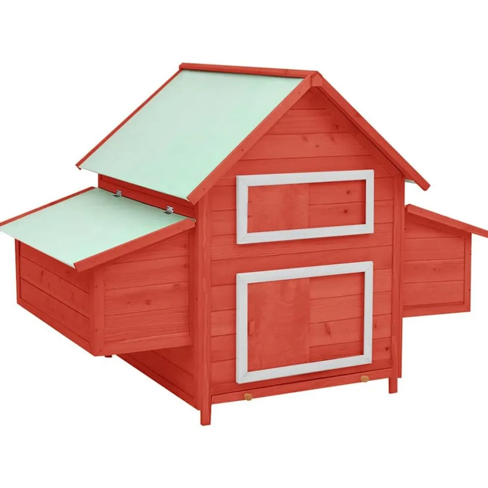 vidaXL Gallinero madera maciza de abeto 150x96x110 cm Rojo y blanco Online