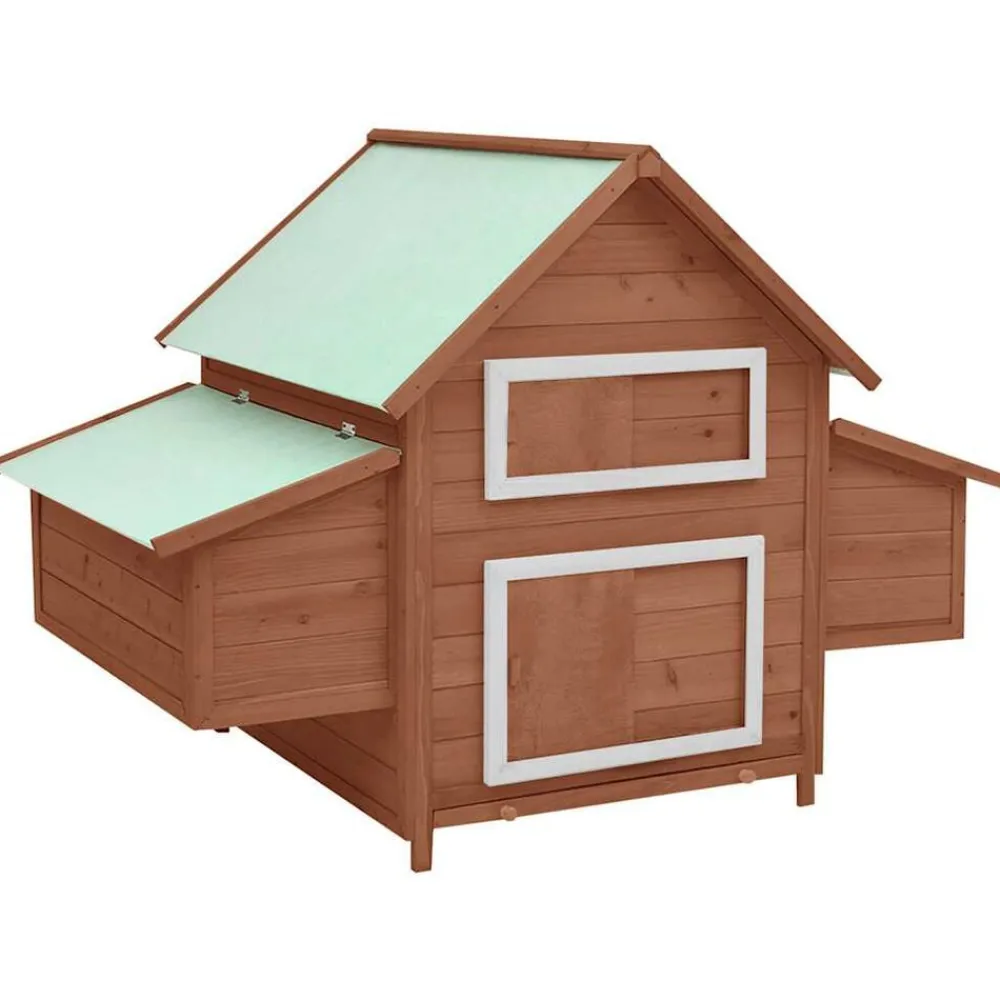 vidaXL Productos Para Mascotas-Gallinero madera maciza de abeto moca y blanco 150x96x110 cm