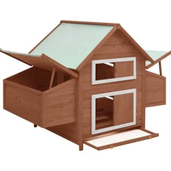 vidaXL Productos Para Mascotas-Gallinero madera maciza de abeto moca y blanco 150x96x110 cm