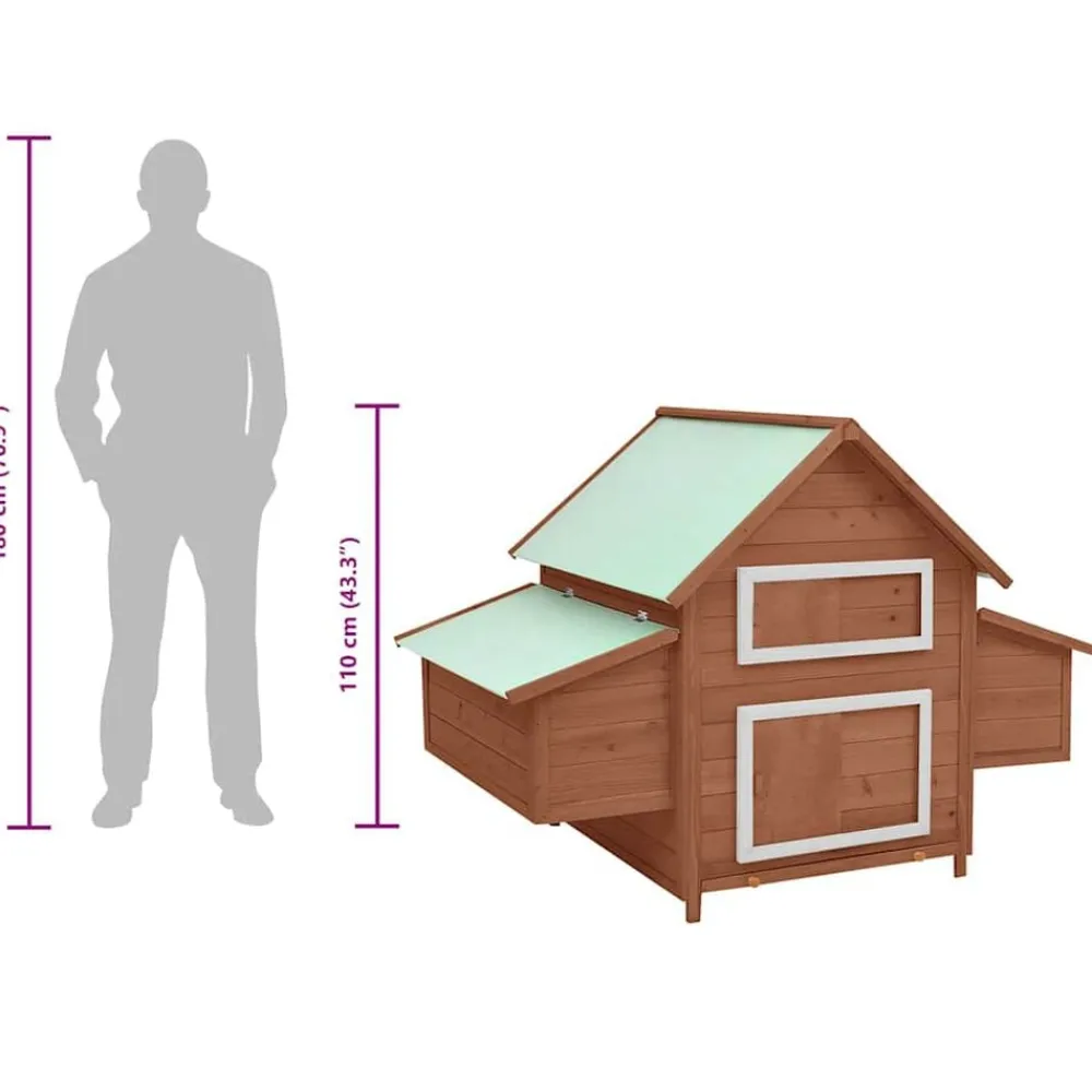 vidaXL Productos Para Mascotas-Gallinero madera maciza de abeto moca y blanco 150x96x110 cm