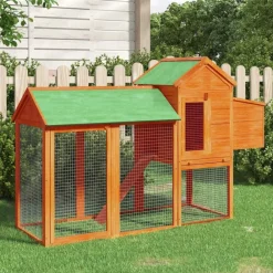 vidaXL Gallinero madera maciza de pino marrón 193x65x117 cm Marr&oacute;n Hot