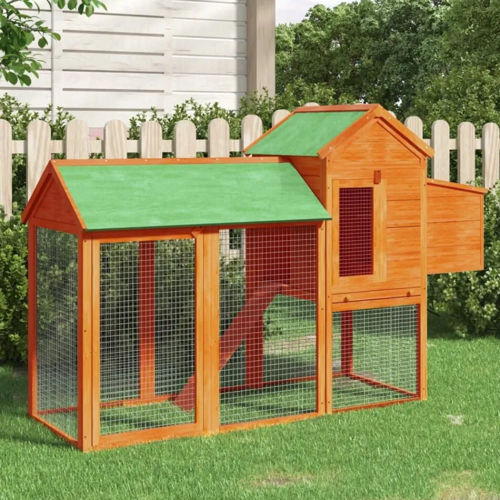 vidaXL Gallinero madera maciza de pino marrón 193x65x117 cm Marrón Hot