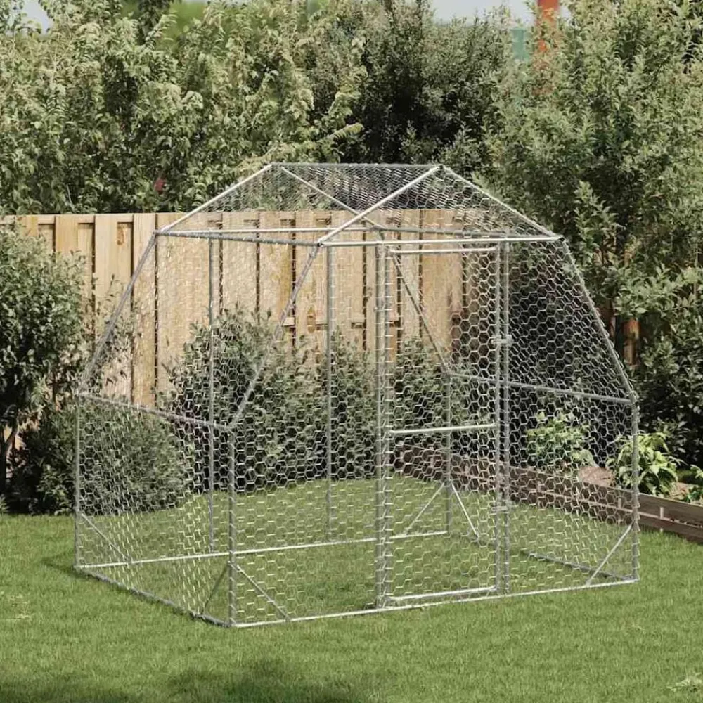vidaXL Productos Para Mascotas-Gallinero 2,5x2x2,25 m acero galvanizado