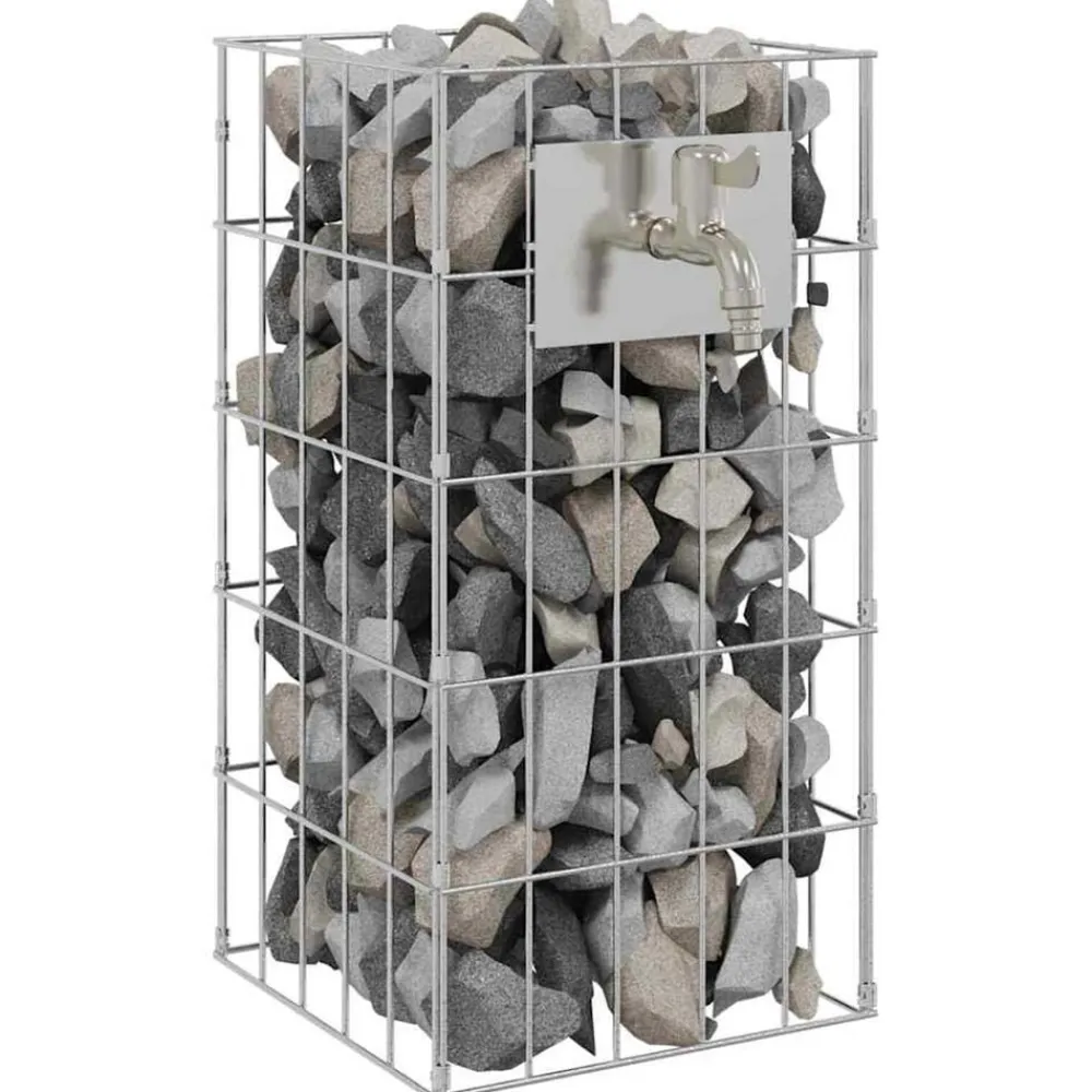 vidaXL Grifo de Gabión Plateado 26 x 25 x 50 cm Acero inoxidable Sale