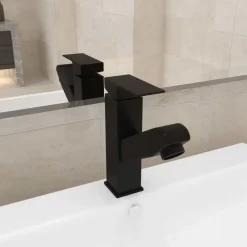 vidaXL Fontanería-Grifo de lavabo de baño con función extraíble 157x172 mm