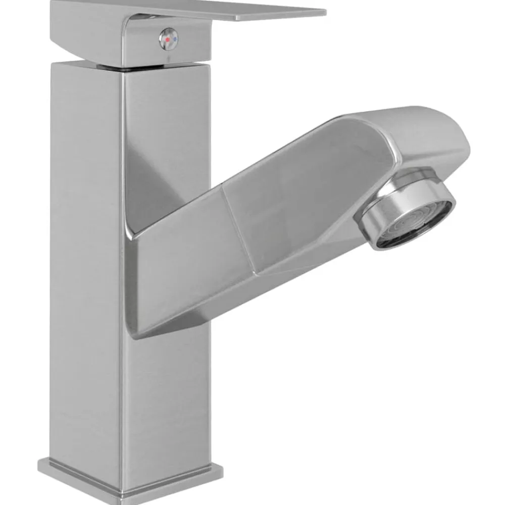 vidaXL Grifo de lavabo de baño función extraíble 157x172 mm Plateado Clearance