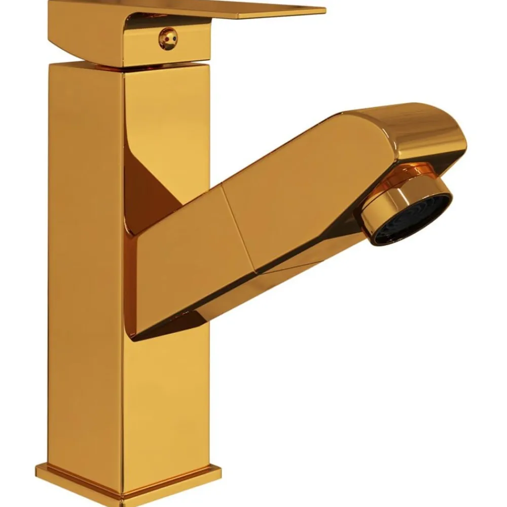 vidaXL Fontanería-Grifo de lavabo de baño con función extraíble negro 157x172 mm