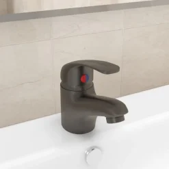 vidaXL Grifo mezclador de lavabo 13x10 cm Gris Best