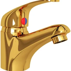 vidaXL Grifo mezclador de lavabo 13x10 cm Dorado Outlet
