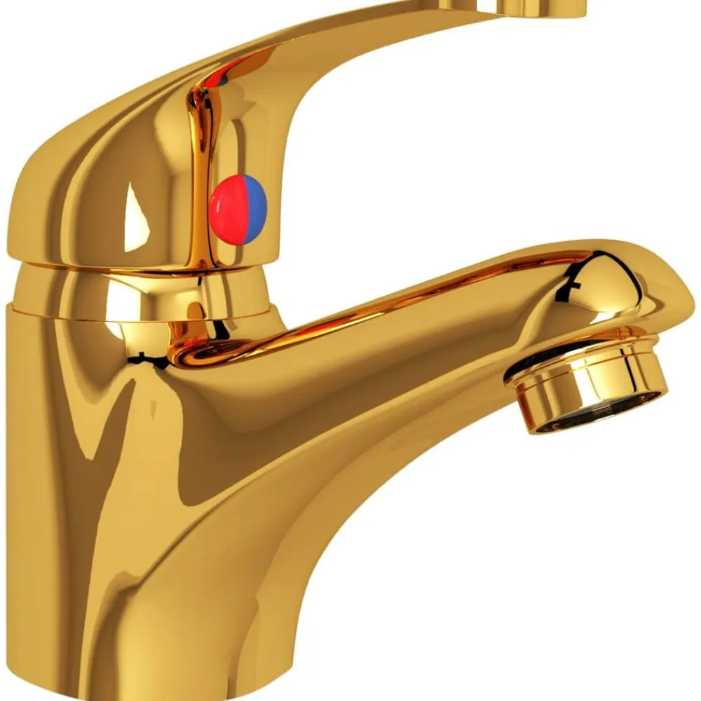 vidaXL Grifo mezclador de lavabo 13x10 cm Dorado Outlet