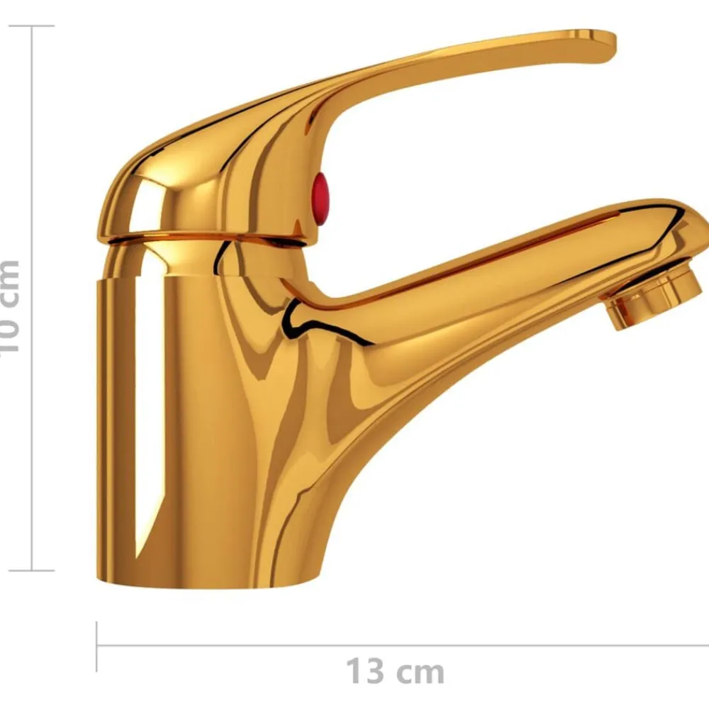 vidaXL Grifo mezclador de lavabo 13x10 cm Dorado Outlet