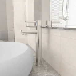 vidaXL Grifo mezclador de cuarto de baño 12x30 cm Plateado Online