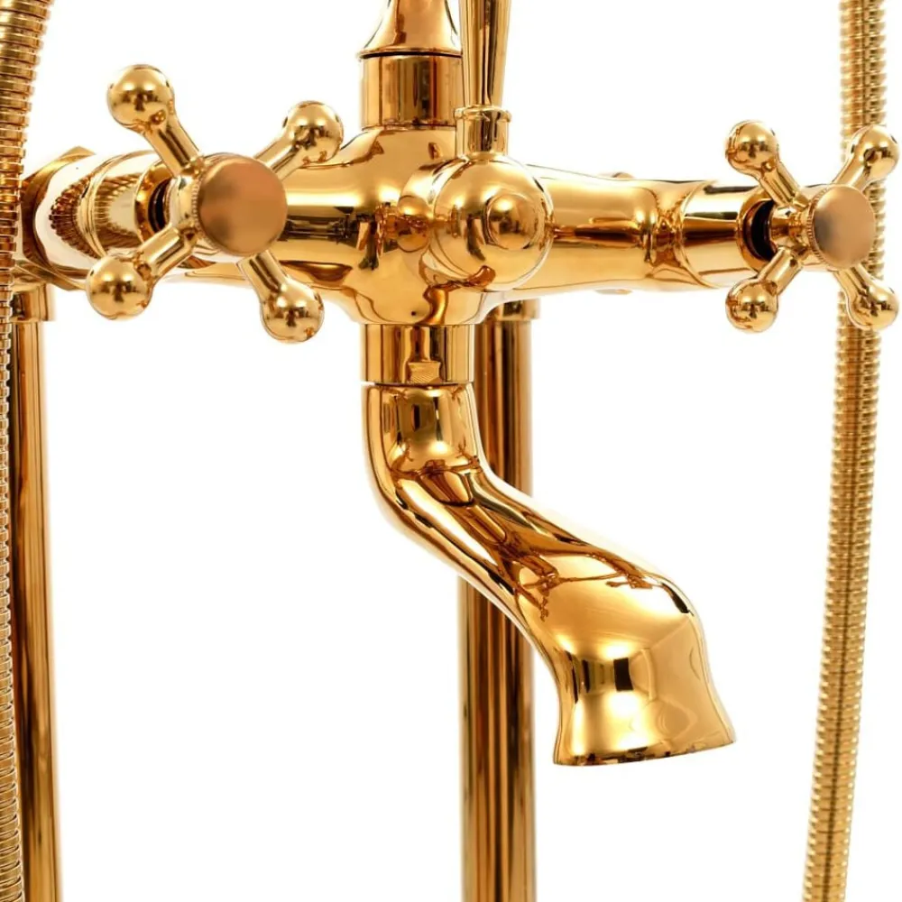 vidaXL Grifo para bañera de pie acero inoxidable 99,5 cm Dorado Hot