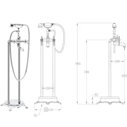 vidaXL Fontanería-Grifo para bañera de pie acero inoxidable 99,5 cm