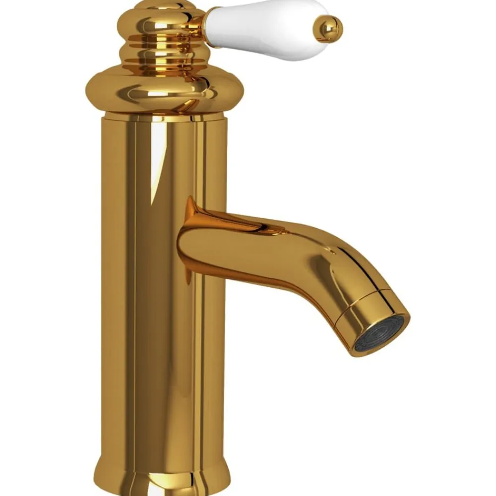 vidaXL Grifo para lavabo de baño 130x180 mm Dorado