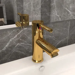vidaXL Grifo para lavabo de baño acabado 130x176 mm Dorado Hot