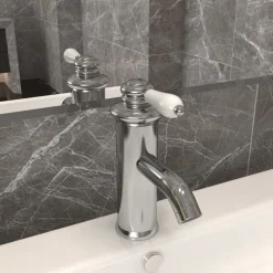vidaXL Grifo para lavabo de baño 130x180 mm Plateado
