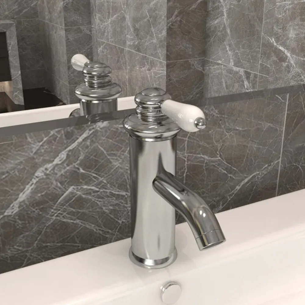 vidaXL Grifo para lavabo de baño 130x180 mm Plateado