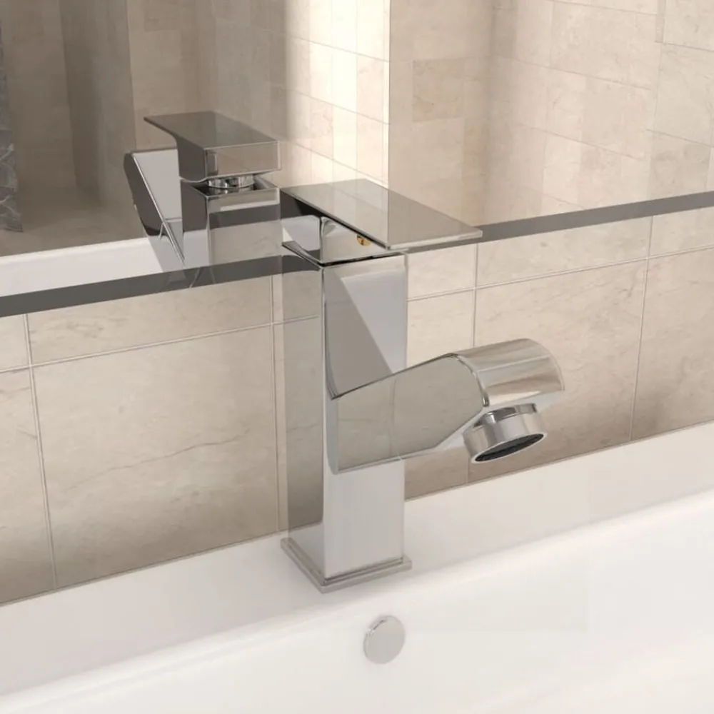 vidaXL Grifo para lavabo con función extraíble cromado 157x172 mm Acabado cromado Hot