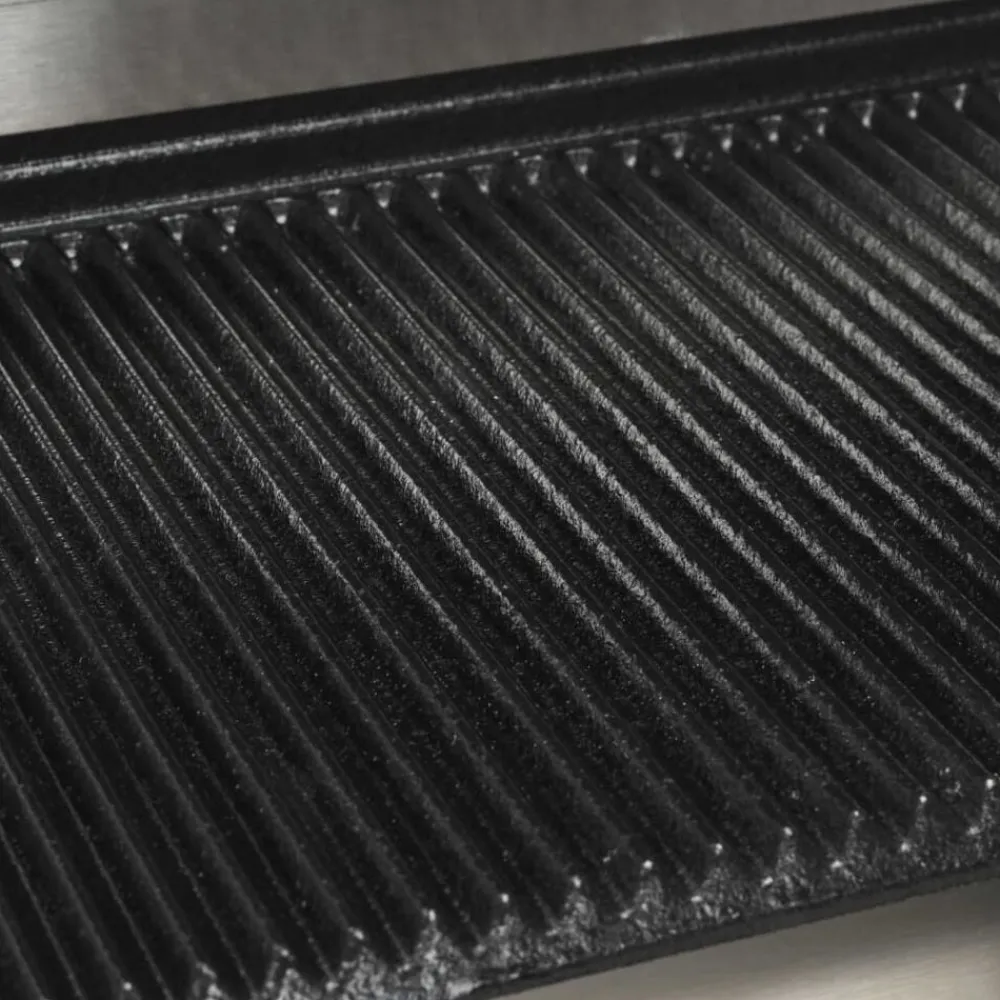 vidaXL Grill parrilla estriada de acero inoxidable 1800 W 31x30,5x20cm Best