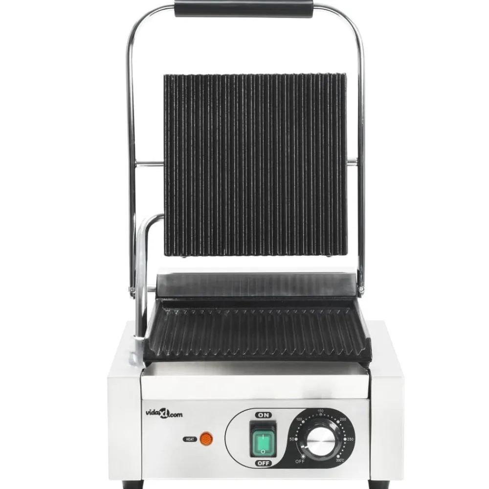 vidaXL Grill parrilla estriada de acero inoxidable 1800 W 31x30,5x20cm Best