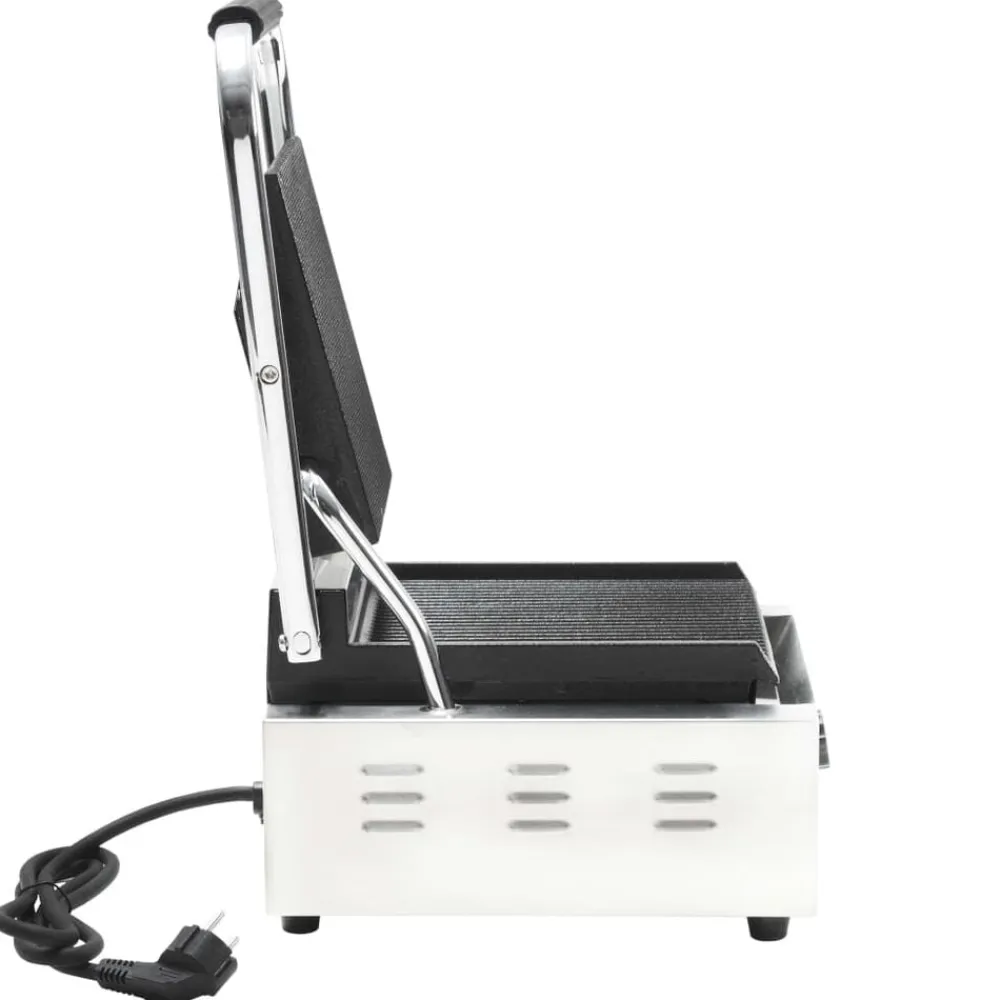 vidaXL Grill parrilla estriada de acero inoxidable 1800 W 31x30,5x20cm Best