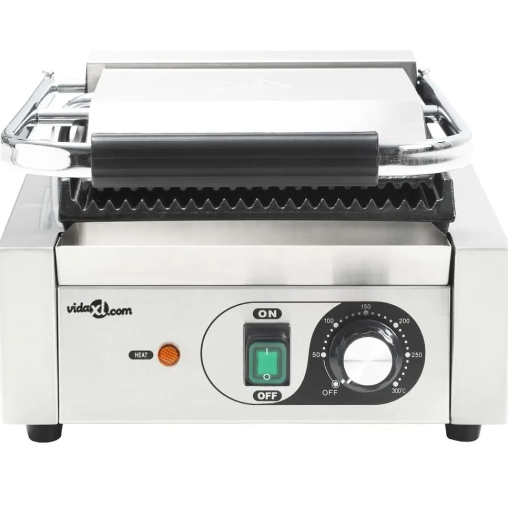 vidaXL Grill parrilla estriada de acero inoxidable 1800 W 31x30,5x20cm Best
