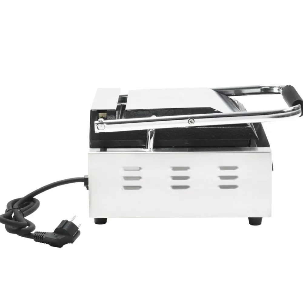 vidaXL Grill parrilla estriada de acero inoxidable 1800 W 31x30,5x20cm Best