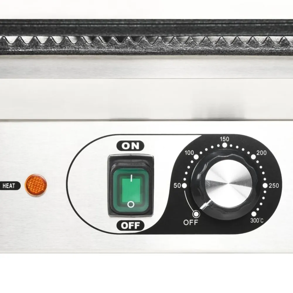 vidaXL Grill parrilla estriada de acero inoxidable 1800 W 31x30,5x20cm Best