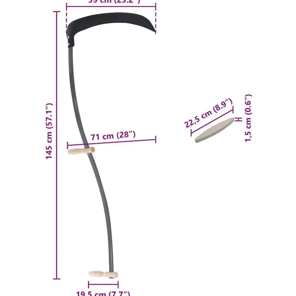 vidaXL Jardín-Guadaña con piedra de afilar 145 cm
