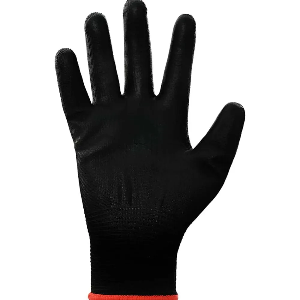 vidaXL Equipo De Protección Para El Trabajo-Guantes de Trabajo 12 pcs Negro 7 / S Poliéster