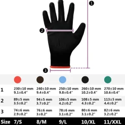 vidaXL Equipo De Protección Para El Trabajo-Guantes de Trabajo 12 pcs Negro 7 / S Poliéster