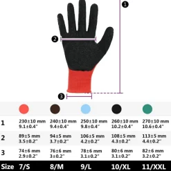 vidaXL Equipo De Protección Para El Trabajo-Guantes de Trabajo 12 pcs Rojo y Negro 7 / S