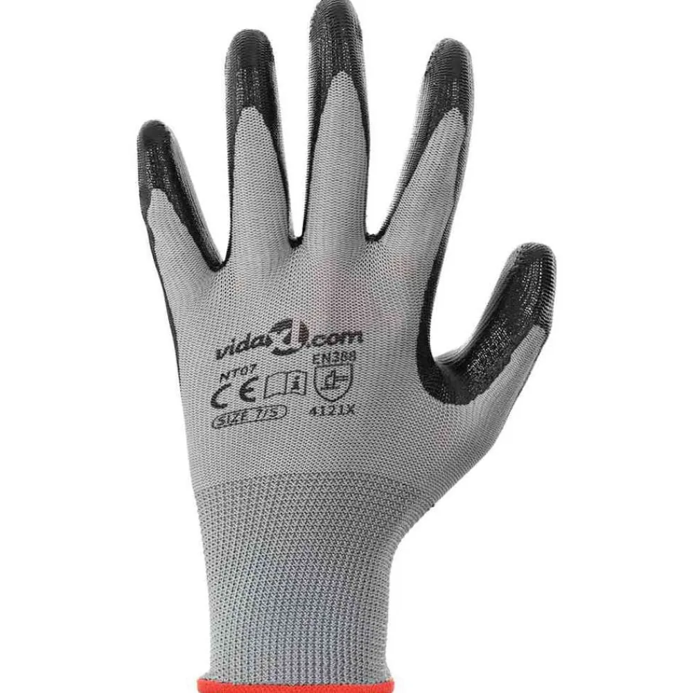 vidaXL Guantes de Trabajo 12 pcs Gris y Negro 7 / S Poliéster Outlet