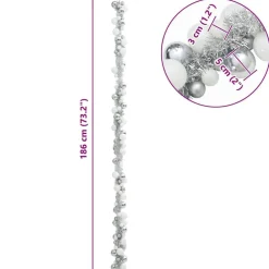 vidaXL Guirnalda de Bolas de Navidad y Plata 186 cm Poliestireno y plateado Best