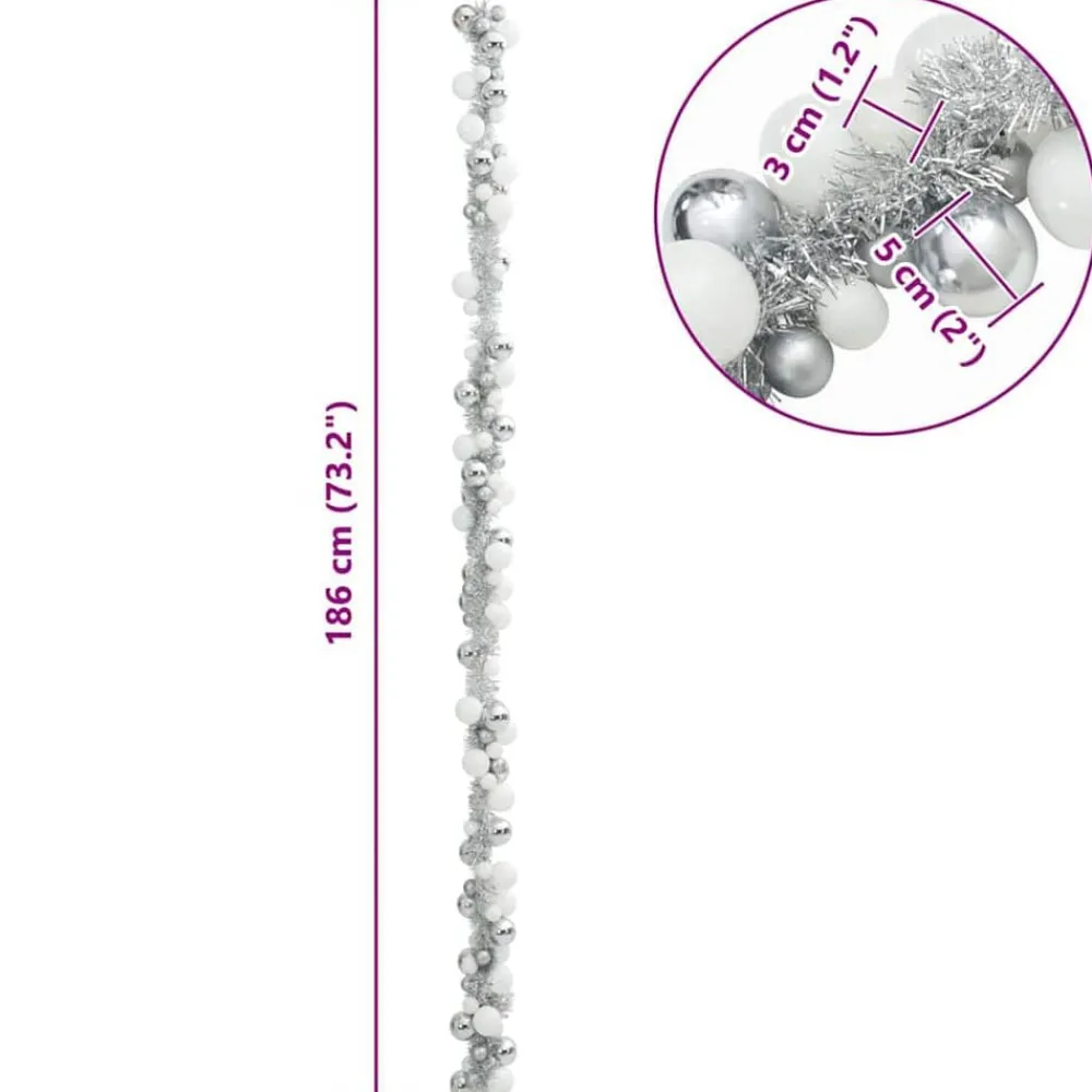 vidaXL Guirnalda de Bolas de Navidad y Plata 186 cm Poliestireno y plateado Best