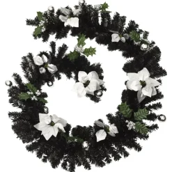 vidaXL Decoración-Guirnalda de Navidad con luces LED PVC negro 2,7 m