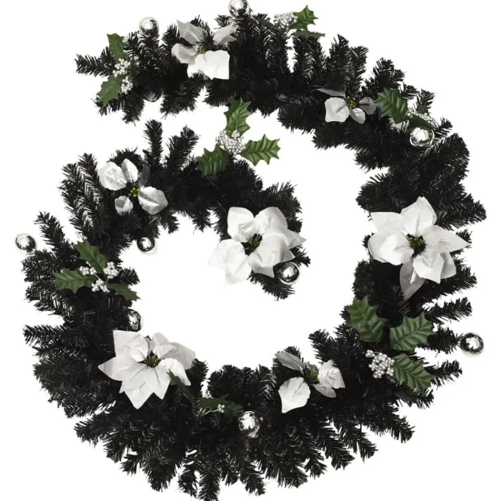 vidaXL Decoración-Guirnalda de Navidad con luces LED PVC negro 2,7 m