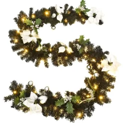 vidaXL Decoración-Guirnalda de Navidad con luces LED PVC negro 2,7 m