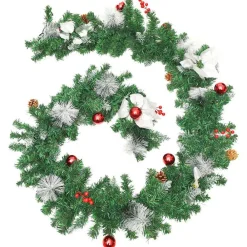 vidaXL Decoración-Guirnalda de Navidad con luces LED PVC verde 2,7 m