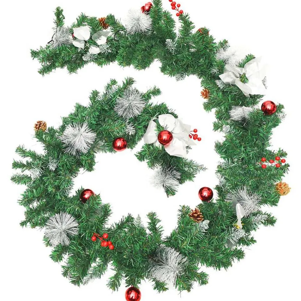 vidaXL Decoración-Guirnalda de Navidad con luces LED PVC verde 2,7 m
