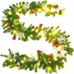 vidaXL Decoración-Guirnalda de Navidad con luces LED PVC verde 2,7 m