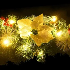 vidaXL Decoración-Guirnalda de Navidad con luces LED PVC verde 2,7 m